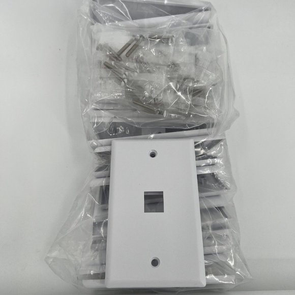 ICC 1-Gang Wall Switch Plate White Single 1-Port Ethernet LOT OF 25 Face Plates - Picture 2 of 6